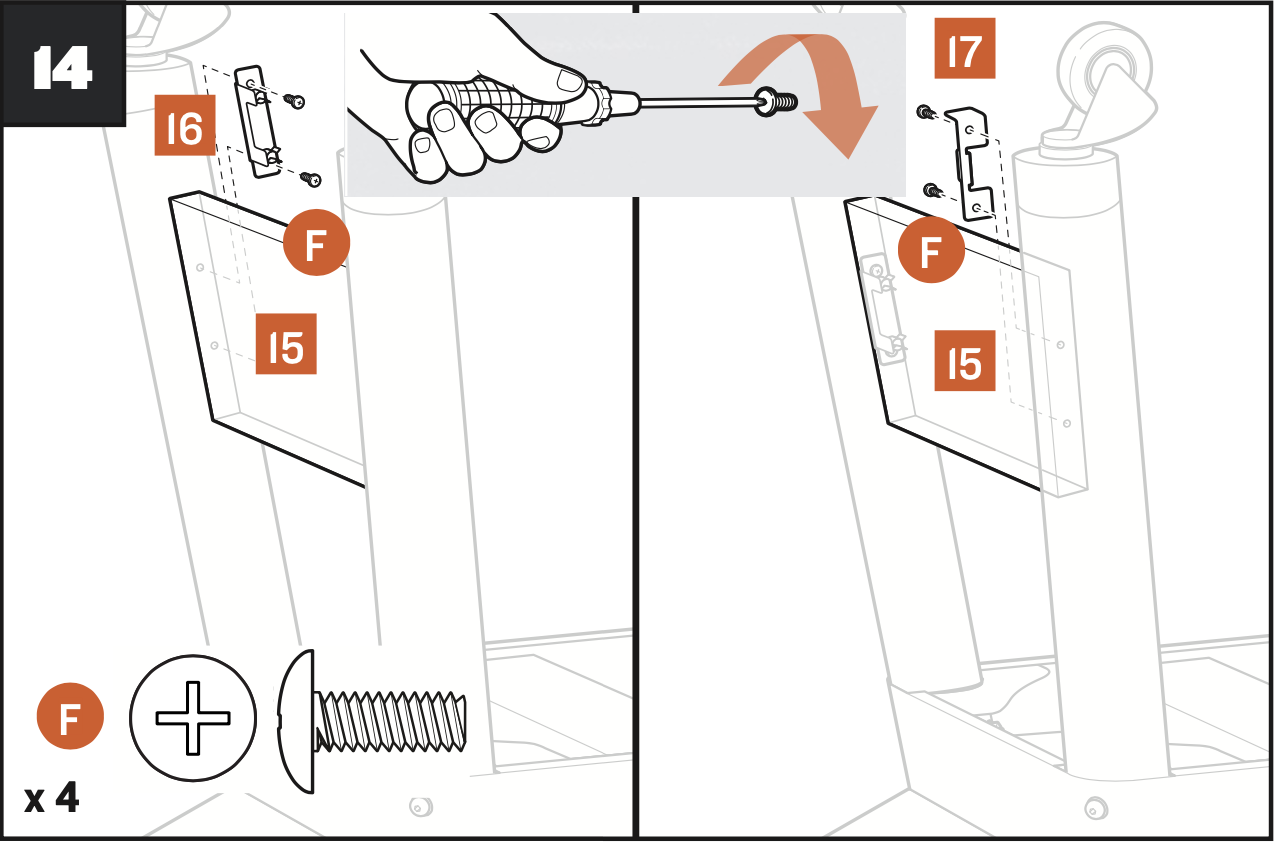 Diagram of the brace that holds the propane tank is being installed. 