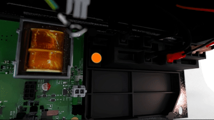Animation showing the screws being removed from the 9V spark ignitor module. 