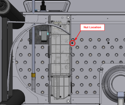 Image of red circle outlining the location of the nut to remove. 