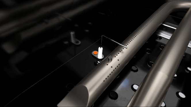 Animation showing the flame sensor being disconected.