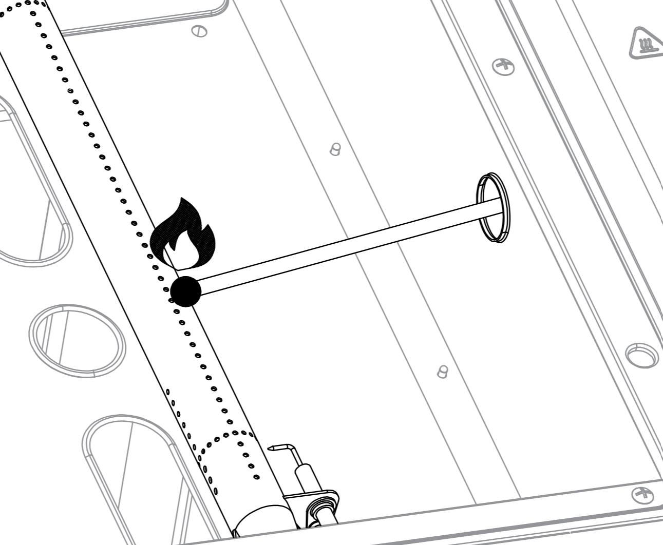 Diagram of the internal view of the matchstick holder.