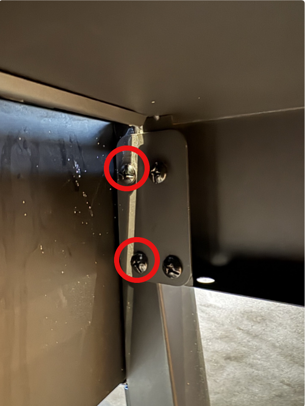 Image with two red circles showing the screws that need to be removed.