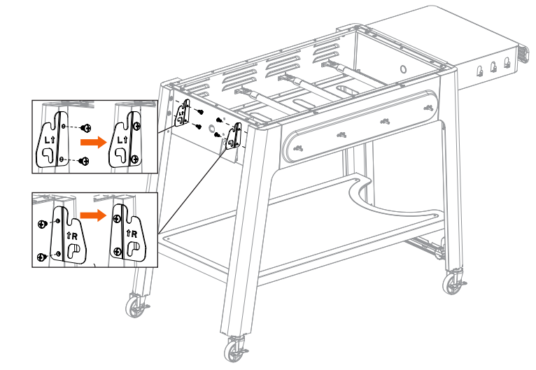 Diagram showing where the brackets are located
