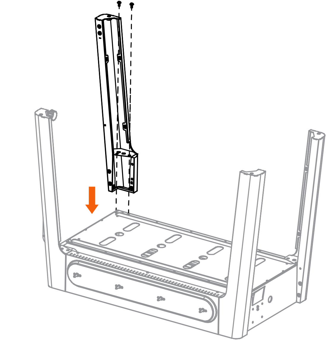 Diagram showing new leg placement.