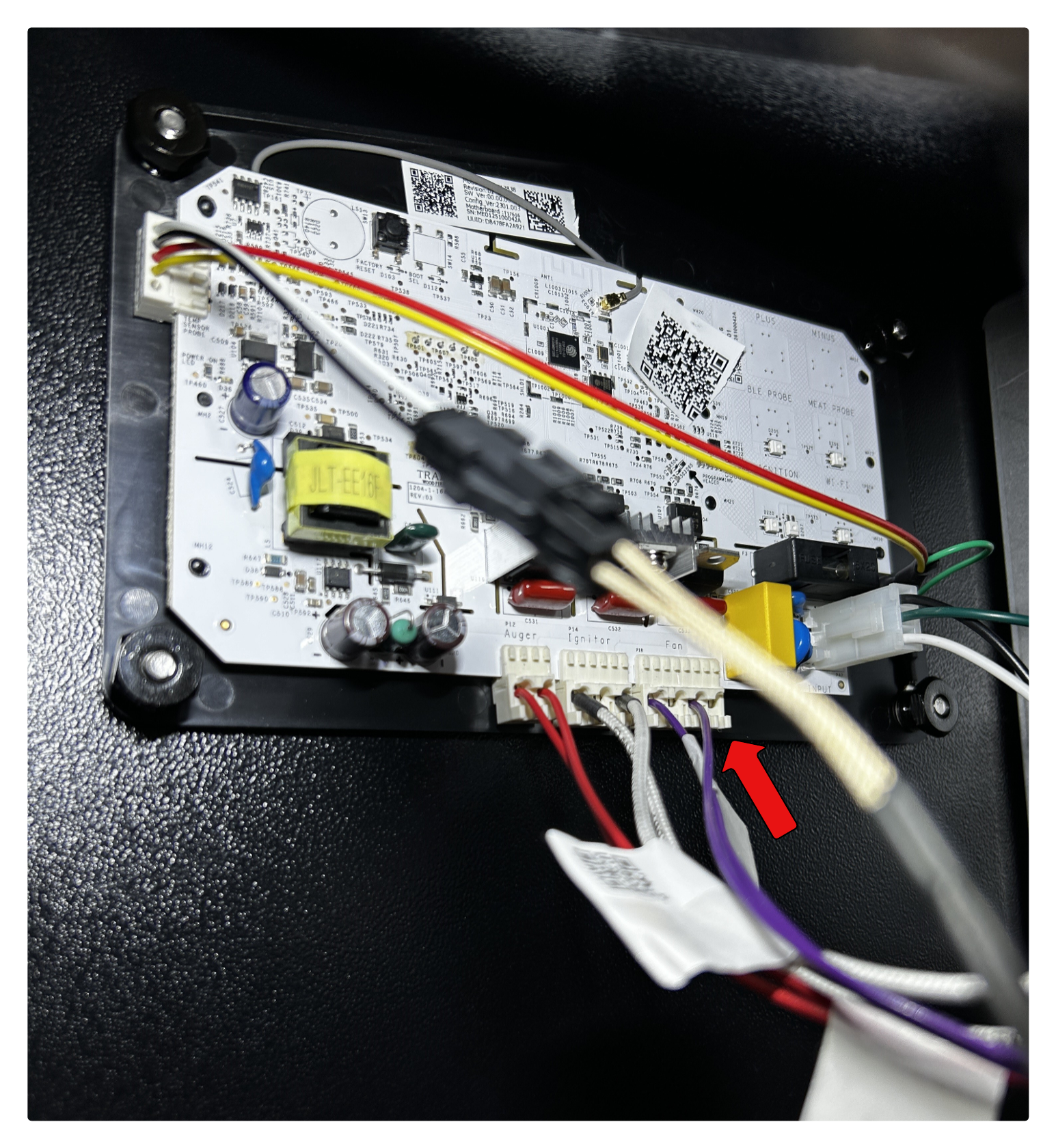 Induction fan purple wire connector location