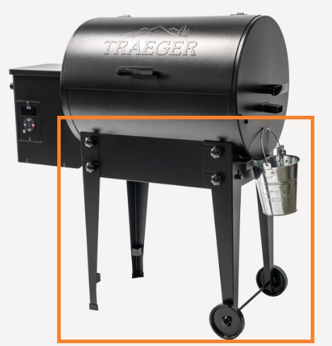 image of grill with orange rectangle highlighting the leg style.