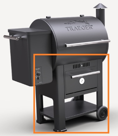 image of grill with orange rectangle highlighting the leg style