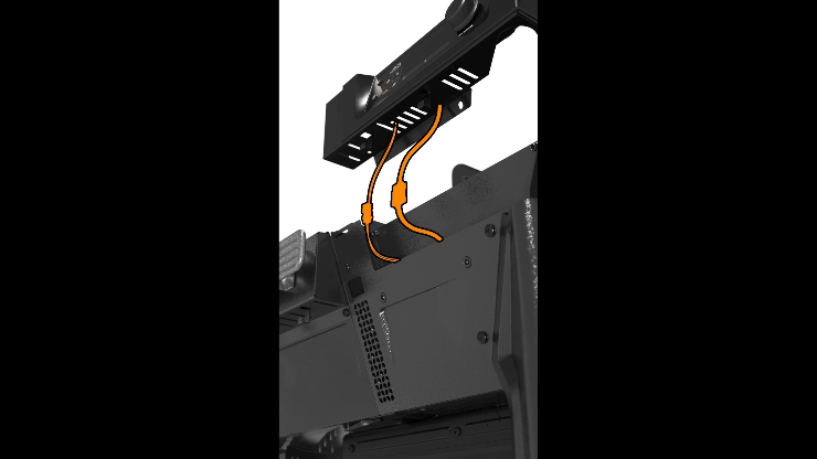 Animation showing the controller and trim belt being removed and the hopper wiring harness being disconnected from the controller. 